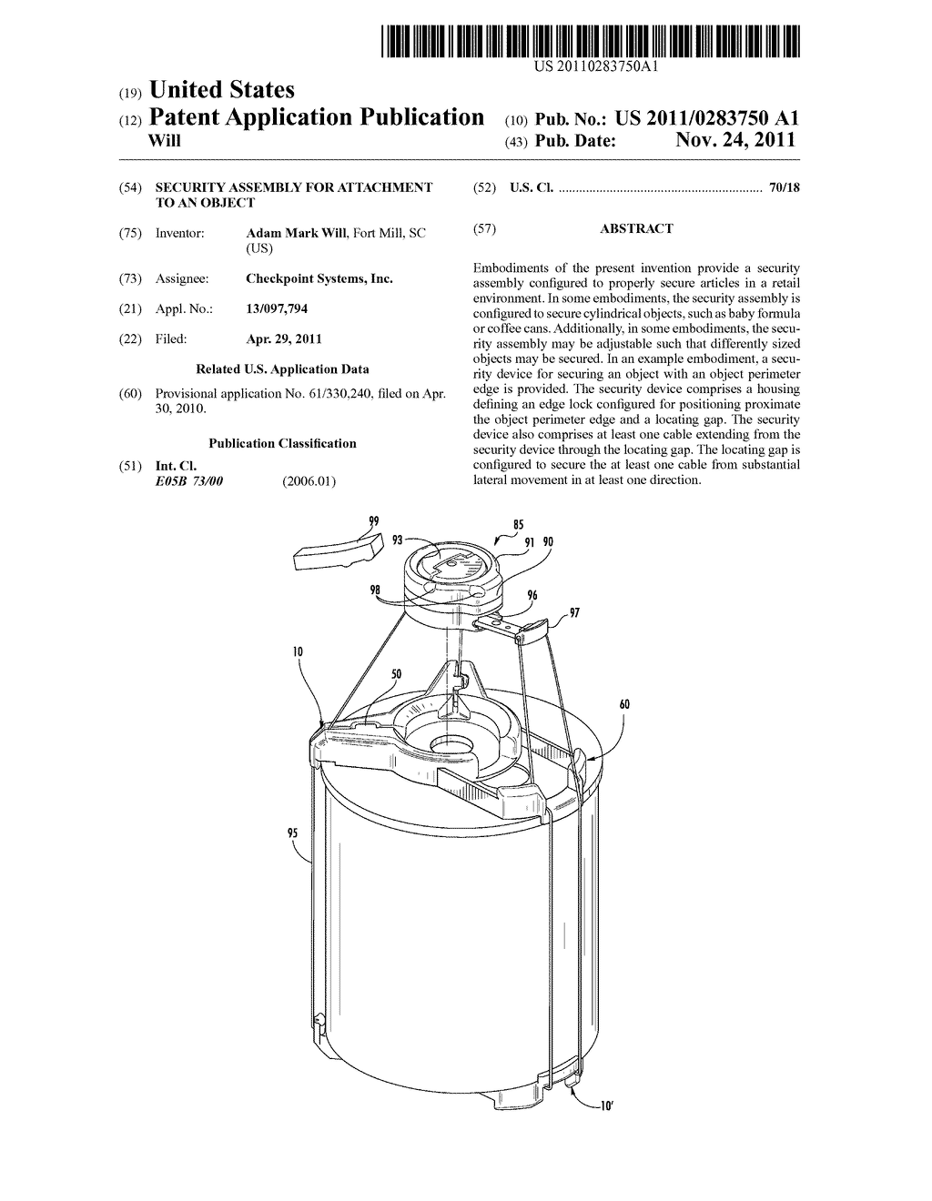 SECURITY ASSEMBLY FOR ATTACHMENT TO AN OBJECT - diagram, schematic, and image 01