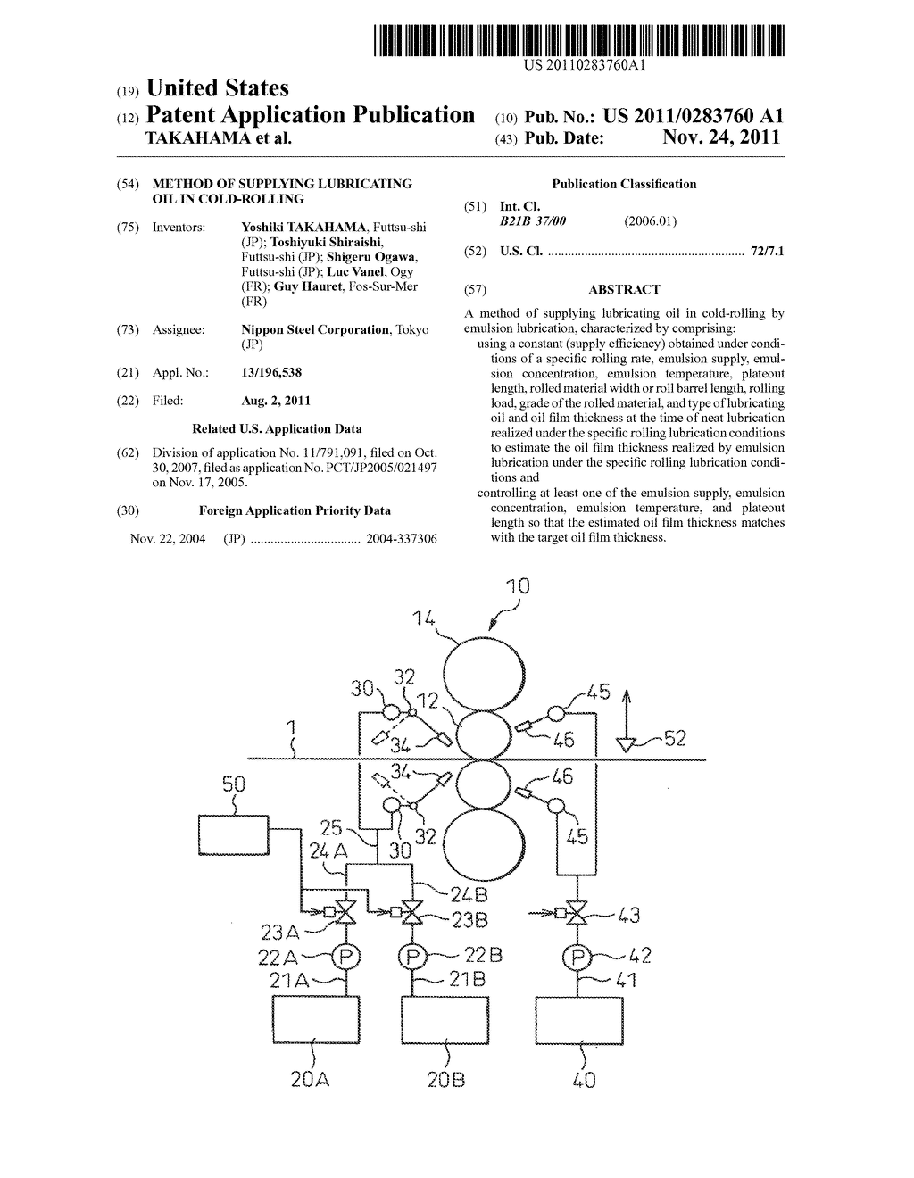 METHOD OF SUPPLYING LUBRICATING OIL IN COLD-ROLLING - diagram, schematic, and image 01