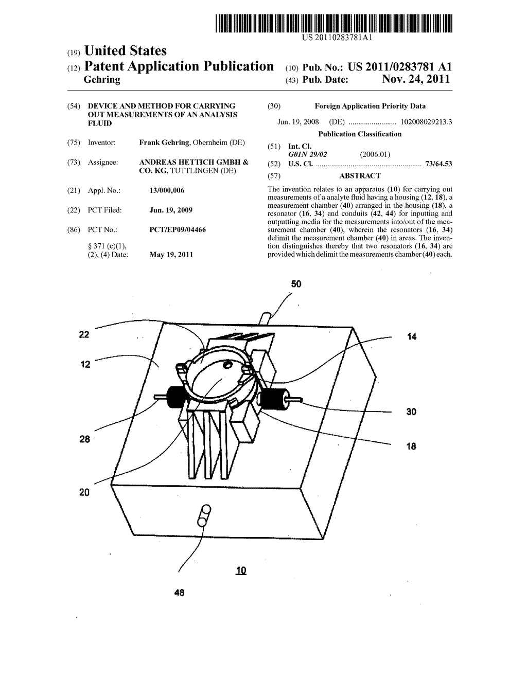 DEVICE AND METHOD FOR CARRYING OUT MEASUREMENTS OF AN ANALYSIS FLUID - diagram, schematic, and image 01