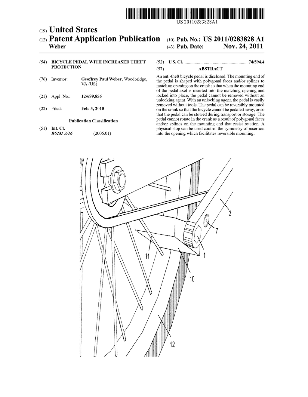 Bicycle Pedal With Increased Theft Protection - diagram, schematic, and image 01