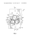 INTERNAL COMBUSTION ENGINE HAVING COMBUSTION CHAMBER WITH BLENDED     HEMISPHERICAL AND PENT-ROOF PORTIONS diagram and image