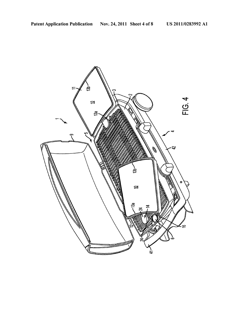 Cooking apparatus with pivoting shelf and hidden griddle - diagram, schematic, and image 05