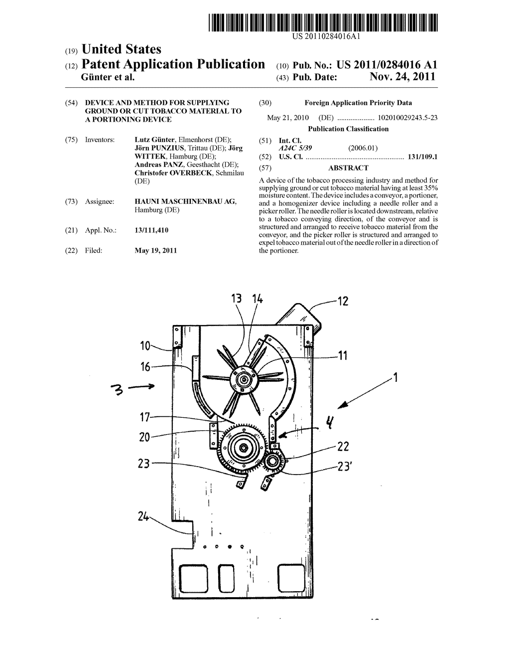 DEVICE AND METHOD FOR SUPPLYING GROUND OR CUT TOBACCO MATERIAL TO A     PORTIONING DEVICE - diagram, schematic, and image 01
