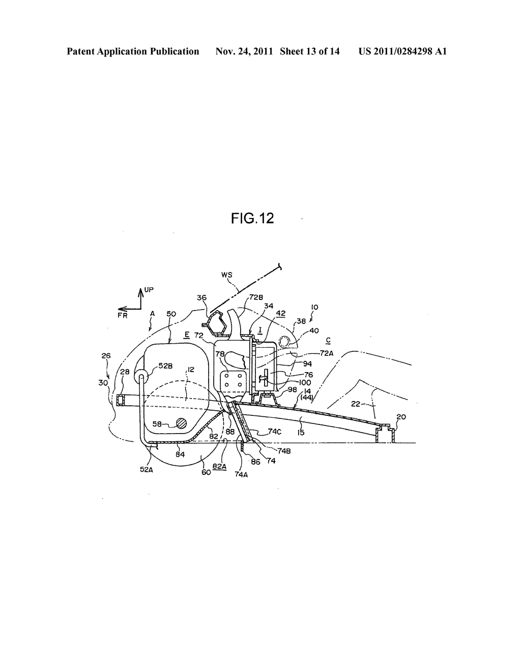 VEHICLE FRONT PORTION STRUCTURE - diagram, schematic, and image 14