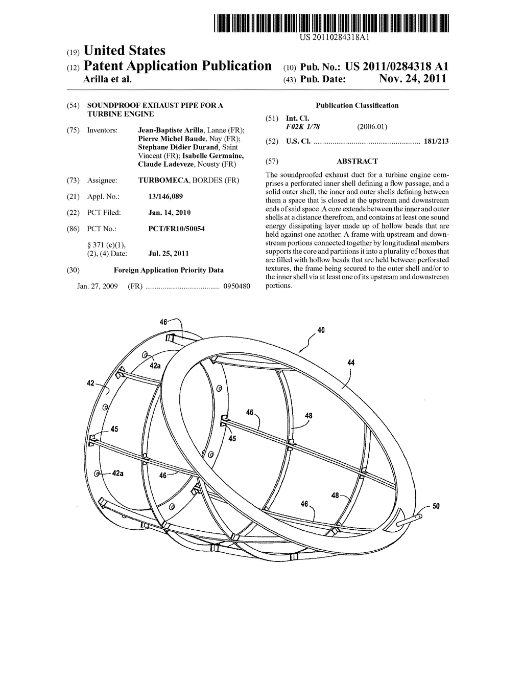 SOUNDPROOF EXHAUST PIPE FOR A TURBINE ENGINE - diagram, schematic, and image 01