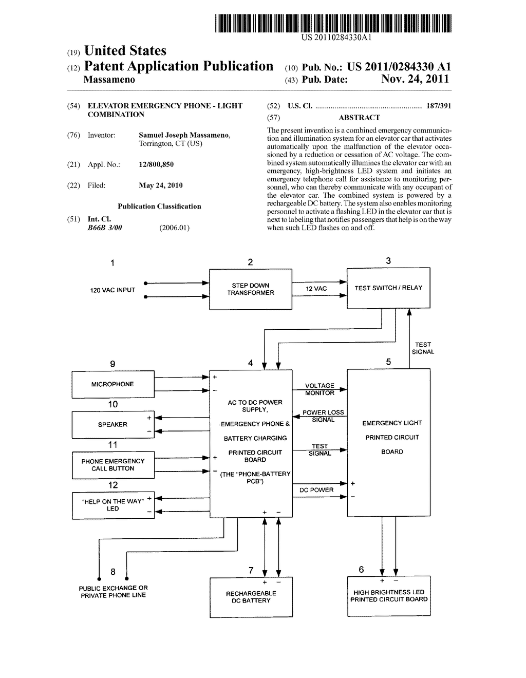 Elevator emergency phone - light combination - diagram, schematic, and image 01