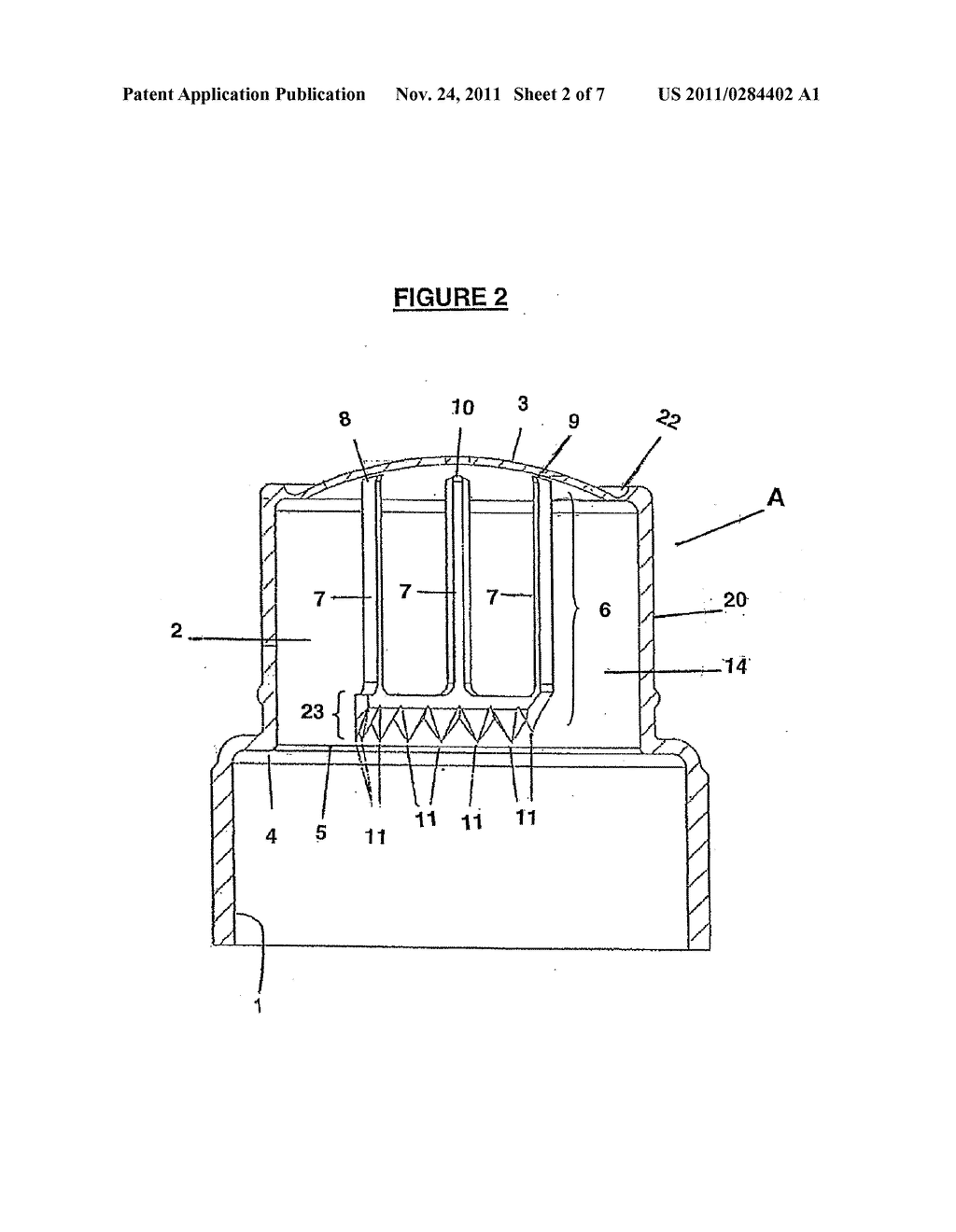 DISPENSING CLOSURE HAVING MEMBRANE OPENING DEVICE WITH CUTTING TEETH - diagram, schematic, and image 03