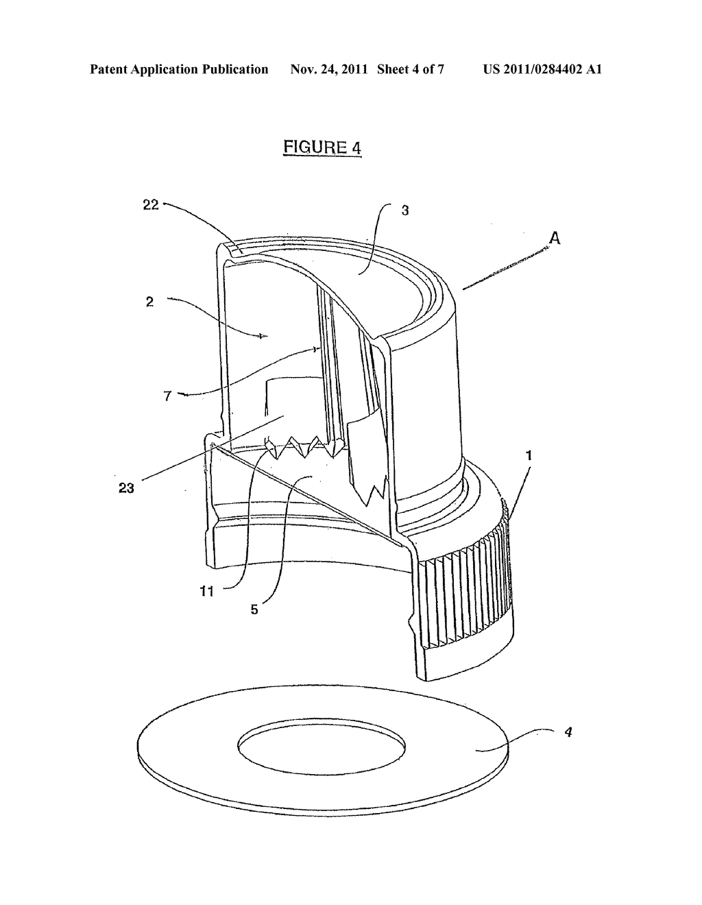 DISPENSING CLOSURE HAVING MEMBRANE OPENING DEVICE WITH CUTTING TEETH - diagram, schematic, and image 05