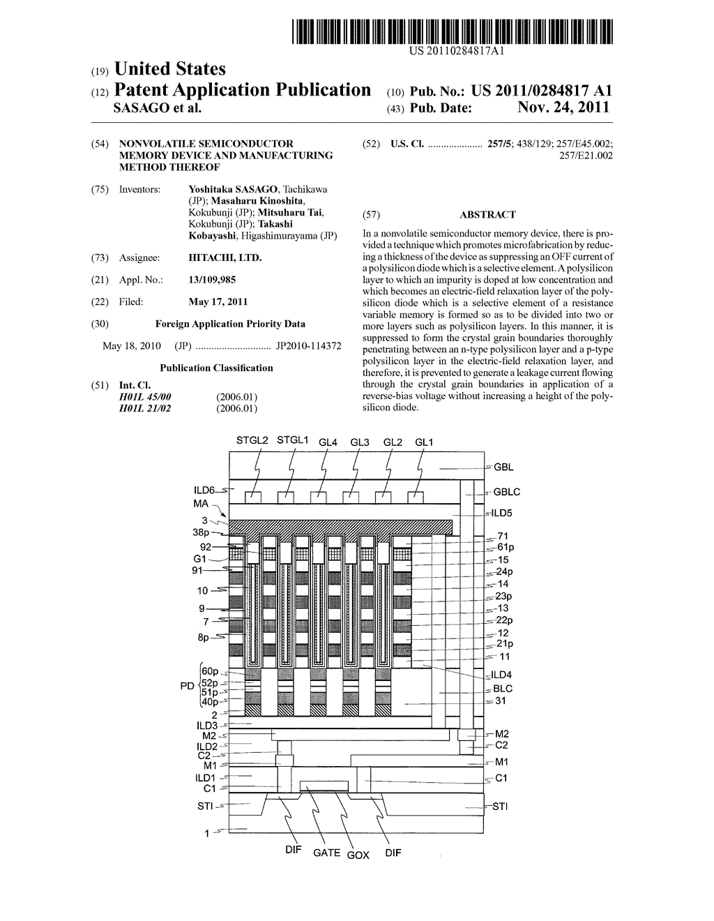 NONVOLATILE SEMICONDUCTOR MEMORY DEVICE AND MANUFACTURING METHOD THEREOF - diagram, schematic, and image 01