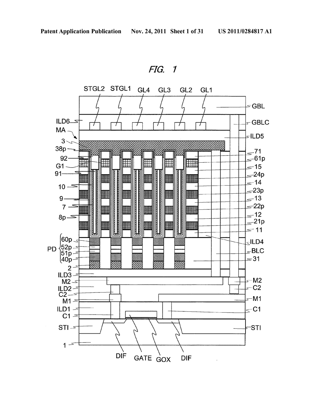 NONVOLATILE SEMICONDUCTOR MEMORY DEVICE AND MANUFACTURING METHOD THEREOF - diagram, schematic, and image 02