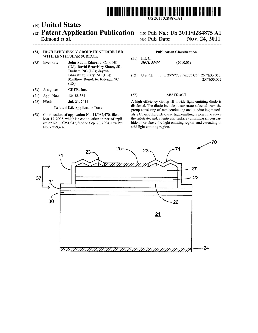 HIGH EFFICIENCY GROUP III NITRIDE LED WITH LENTICULAR SURFACE - diagram, schematic, and image 01