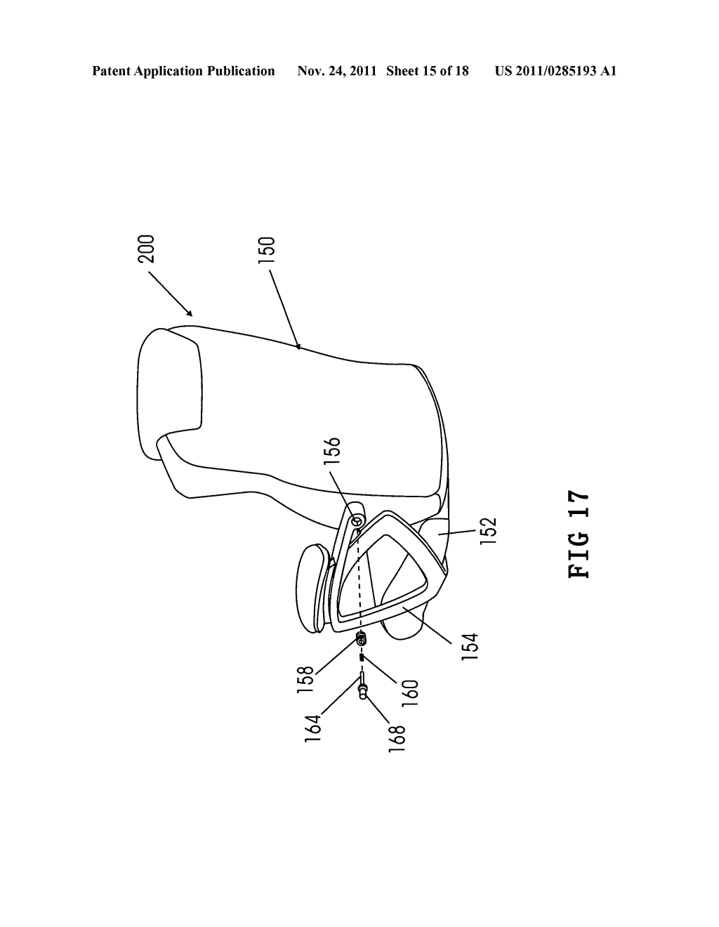 Lock release assembly for a collapsible chair having a fold-down back - diagram, schematic, and image 16