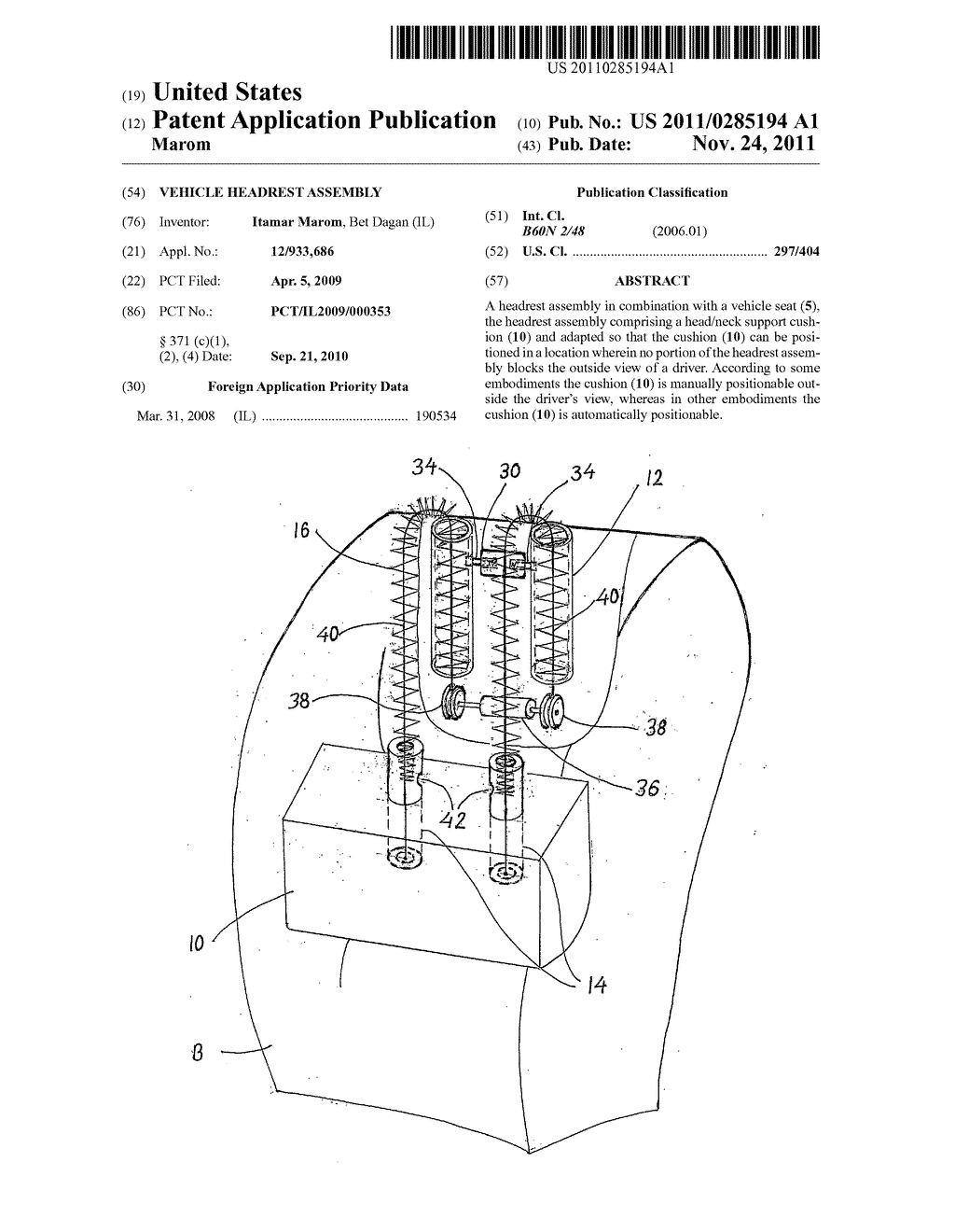 VEHICLE HEADREST ASSEMBLY - diagram, schematic, and image 01