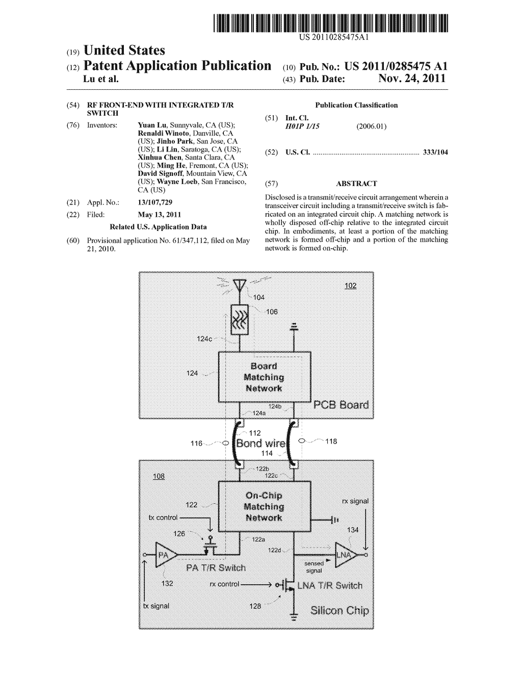 RF Front-End with Integrated T/R Switch - diagram, schematic, and image 01