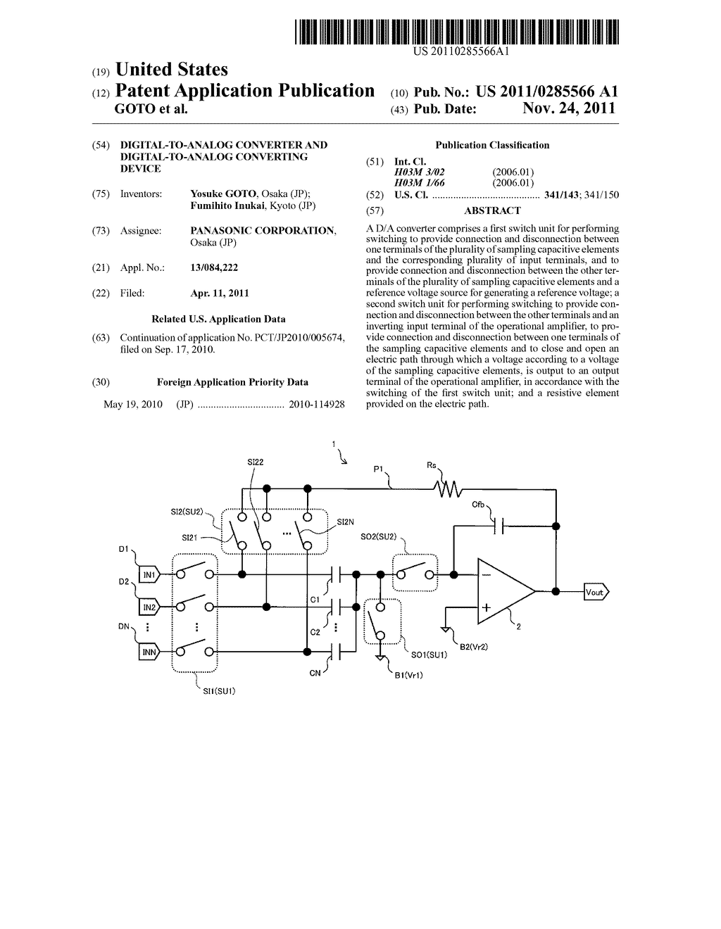 DIGITAL-TO-ANALOG CONVERTER AND DIGITAL-TO-ANALOG CONVERTING DEVICE - diagram, schematic, and image 01