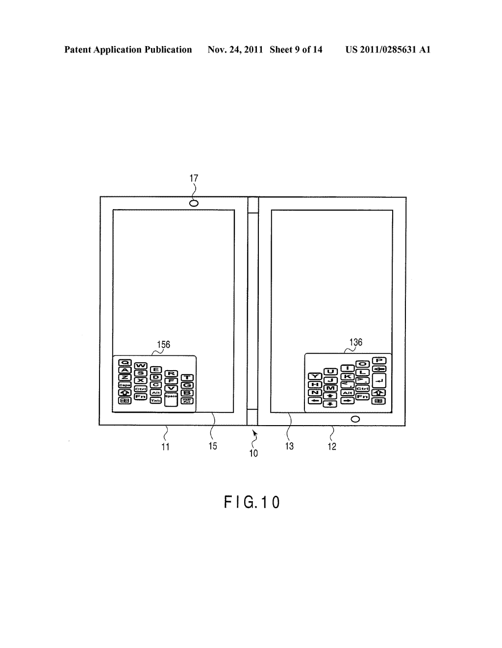 INFORMATION PROCESSING APPARATUS AND METHOD OF DISPLAYING A VIRTUAL     KEYBOARD - diagram, schematic, and image 10