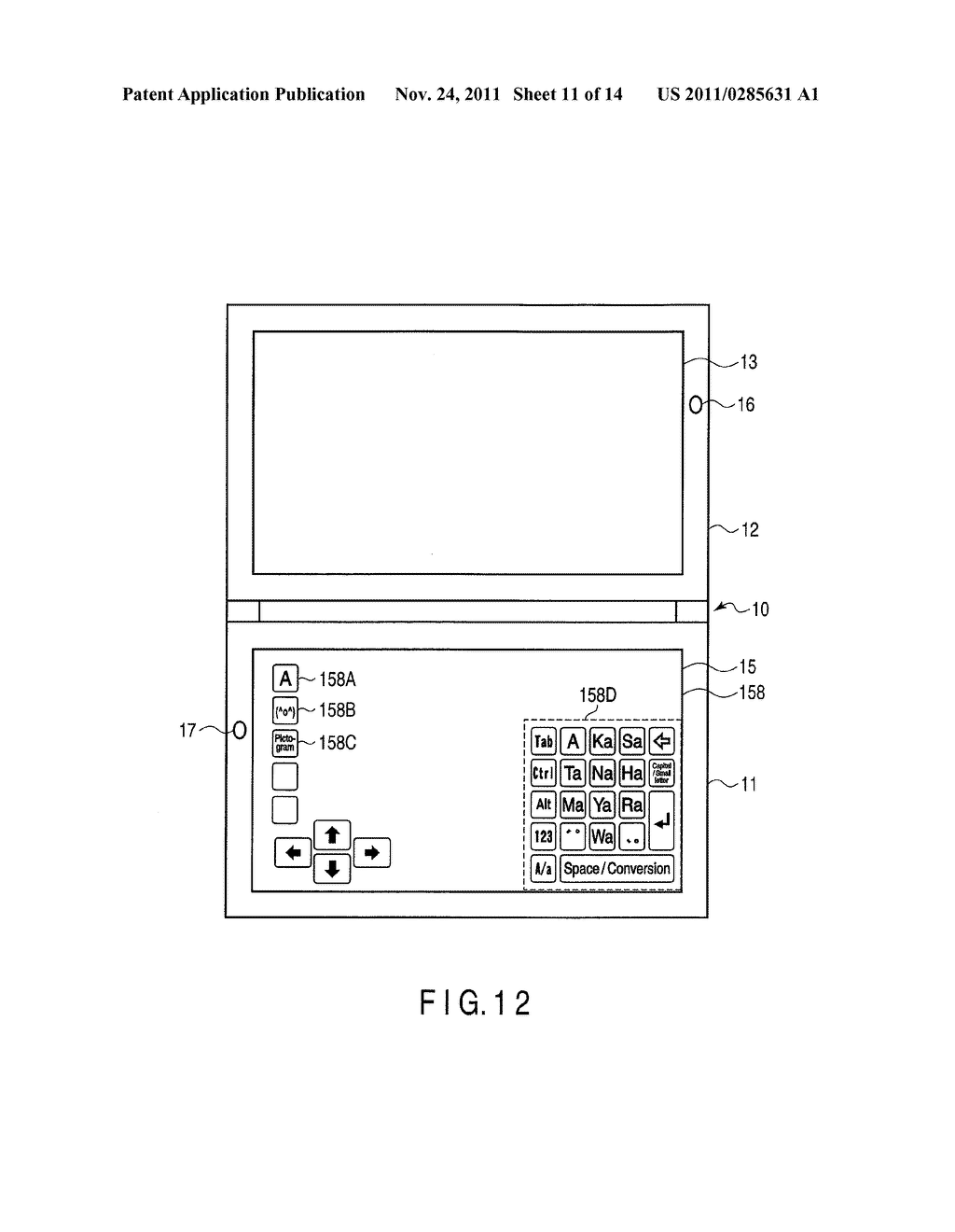 INFORMATION PROCESSING APPARATUS AND METHOD OF DISPLAYING A VIRTUAL     KEYBOARD - diagram, schematic, and image 12