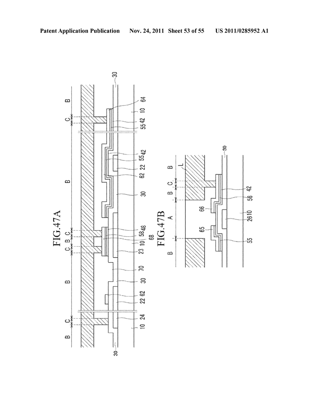 LIQUID CRYSTAL DISPLAY INCLUDING A SPACER ELEMENT AND METHOD FOR     FABRICATING THE SAME - diagram, schematic, and image 54