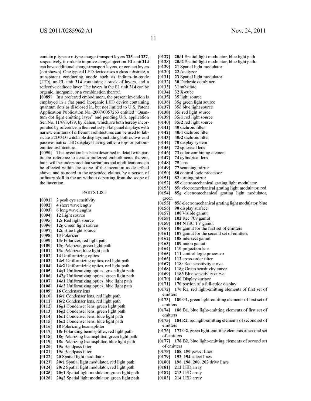 2D/3D SWITCHABLE COLOR DISPLAY APPARATUS WITH NARROW BAND EMITTERS - diagram, schematic, and image 30