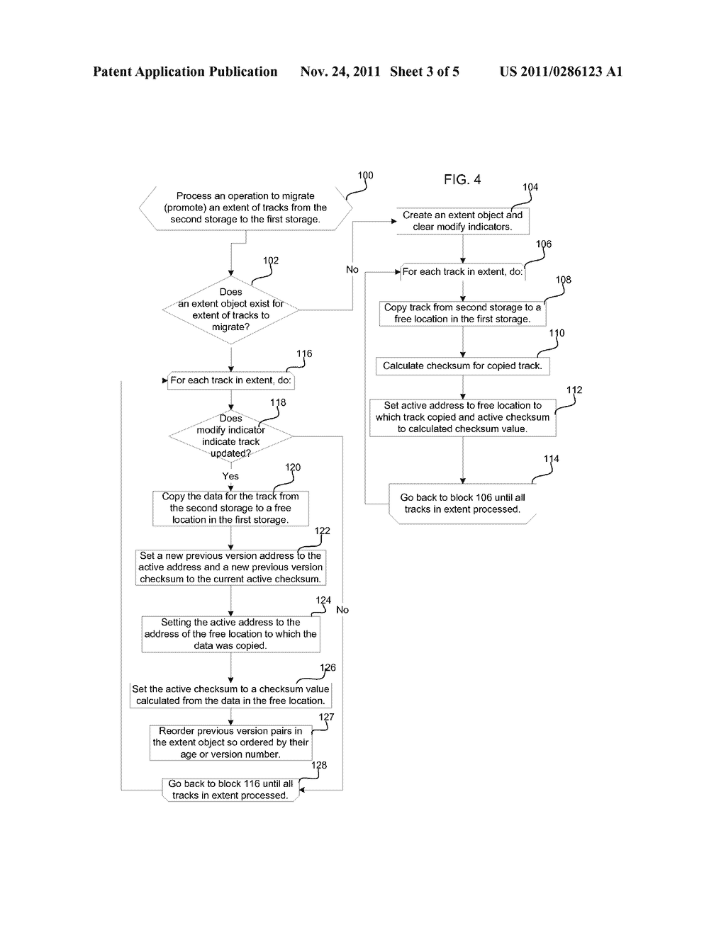 MANAGING WRITE OPERATIONS TO AN EXTENT OF TRACKS MIGRATED BETWEEN STORAGE     DEVICES - diagram, schematic, and image 04