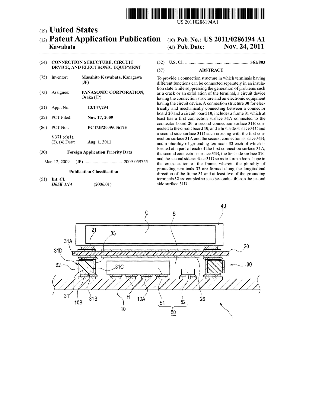 CONNECTION STRUCTURE, CIRCUIT DEVICE, AND ELECTRONIC EQUIPMENT - diagram, schematic, and image 01