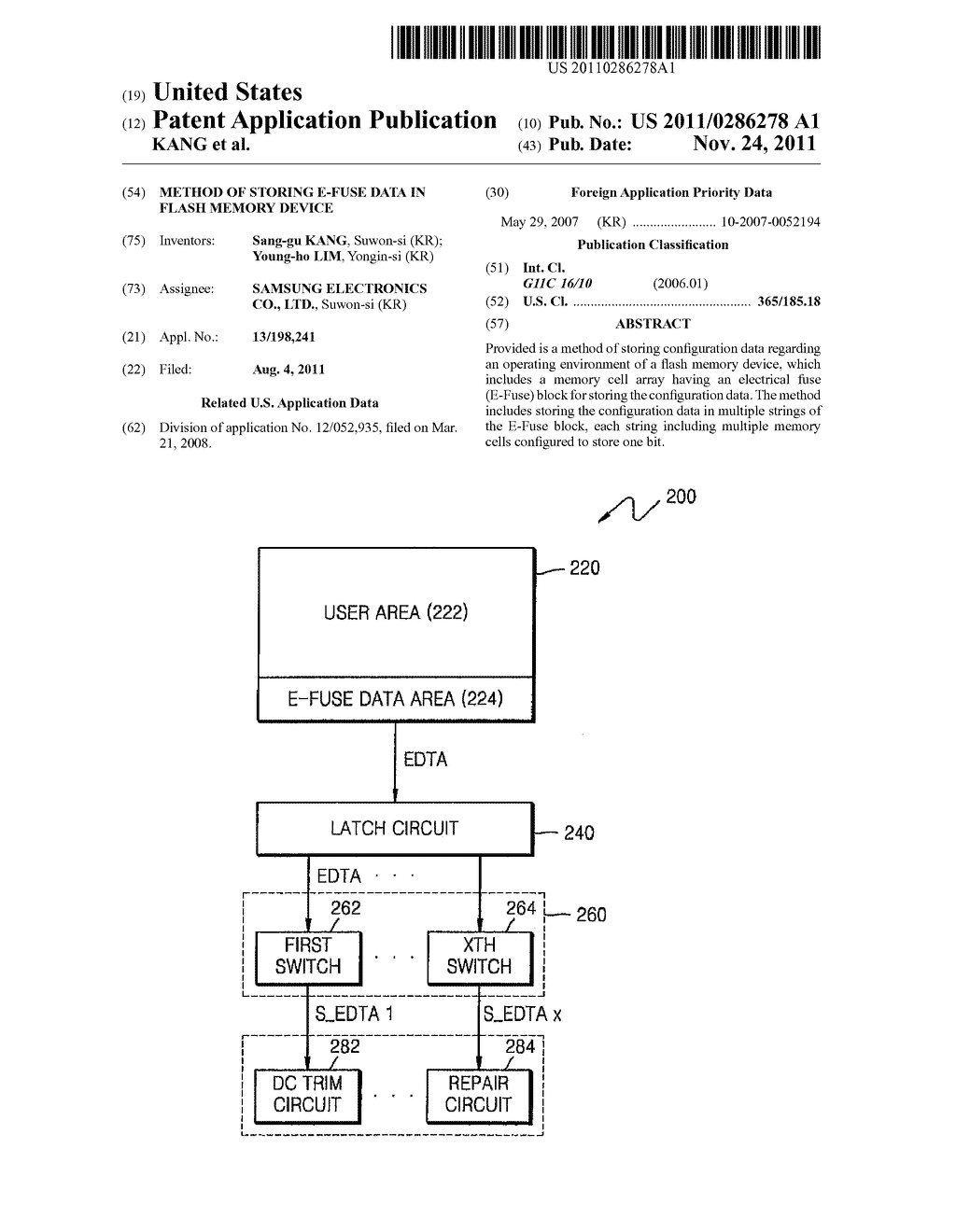METHOD OF STORING E-FUSE DATA IN FLASH MEMORY DEVICE - diagram, schematic, and image 01