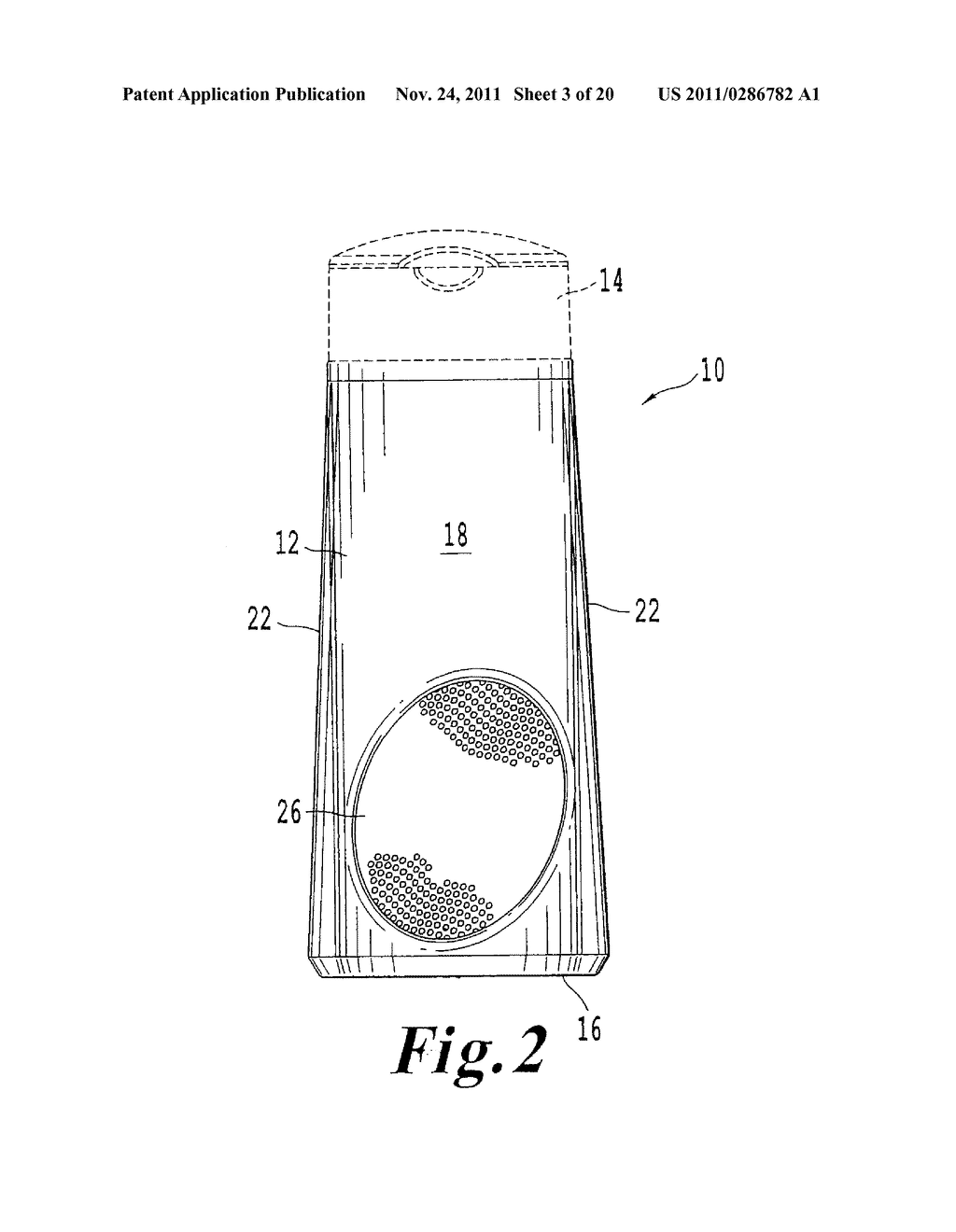 CONTAINER HAVING A TOOL RETAINER, CONTAINER CARRYING A COSMETIC ACCESSORY,     AND ASSOCIATED COSMETIC ACCESSORY AND TREATMENT METHOD - diagram, schematic, and image 04