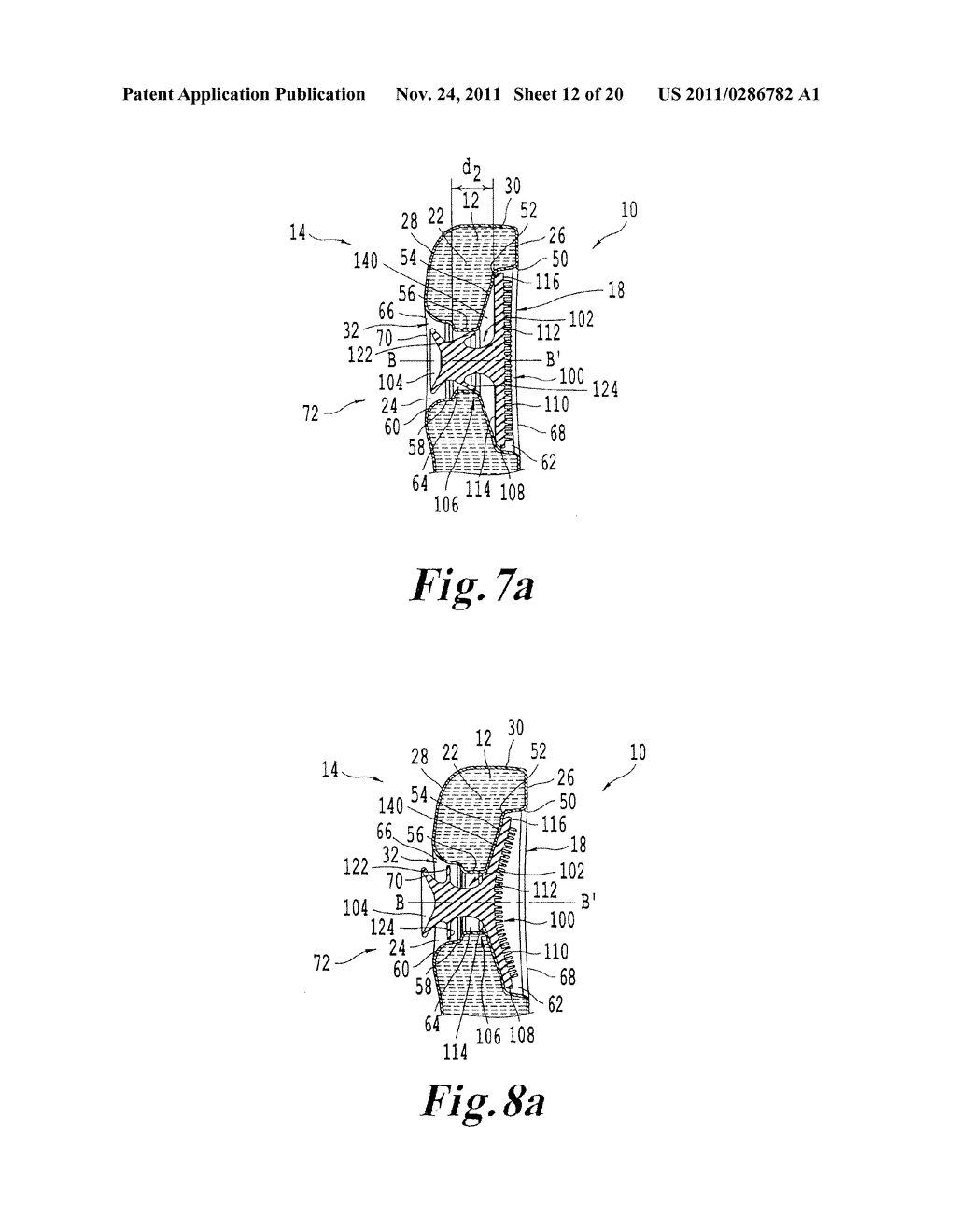 CONTAINER HAVING A TOOL RETAINER, CONTAINER CARRYING A COSMETIC ACCESSORY,     AND ASSOCIATED COSMETIC ACCESSORY AND TREATMENT METHOD - diagram, schematic, and image 13