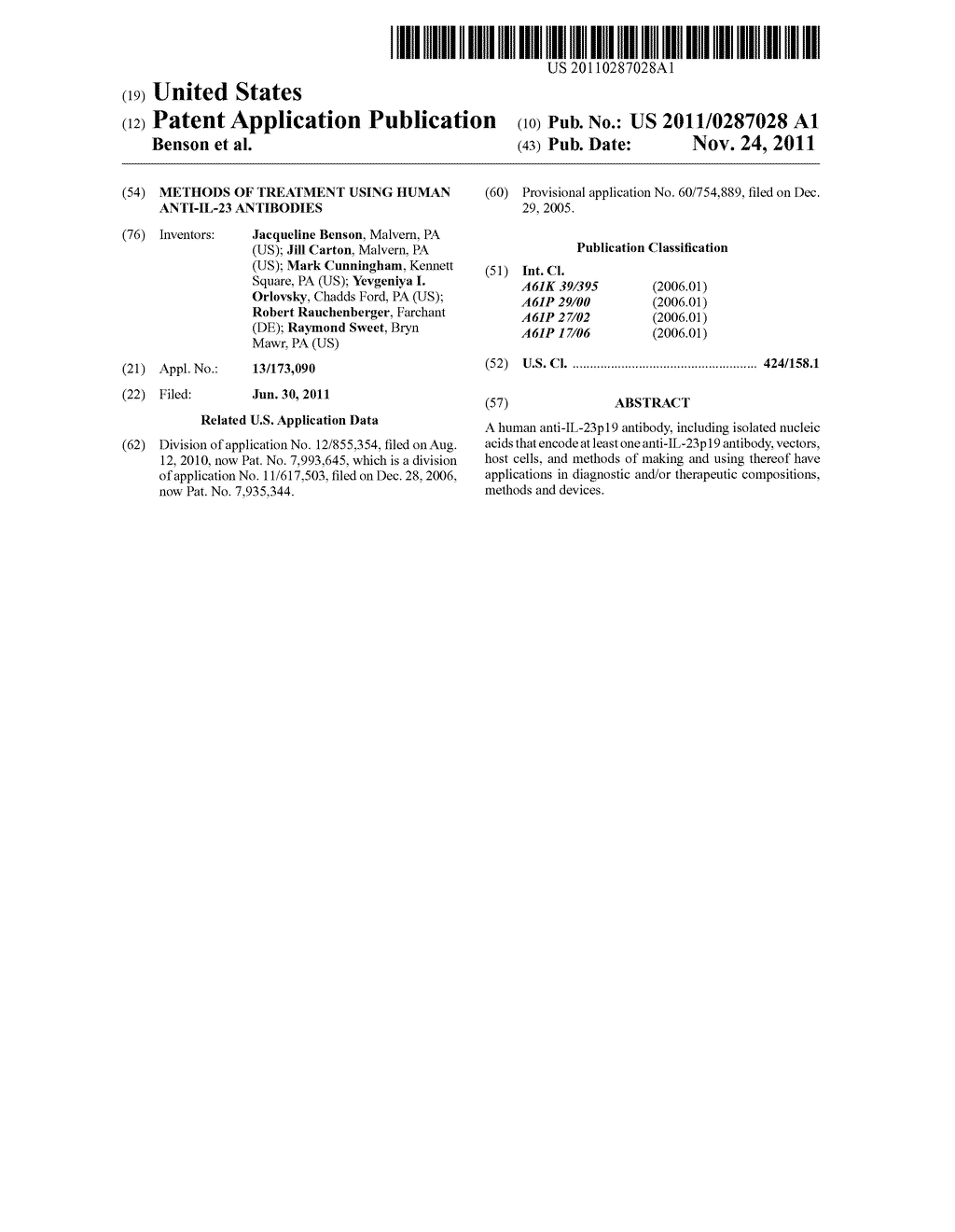 Methods of Treatment Using Human Anti-IL-23 Antibodies - diagram, schematic, and image 01