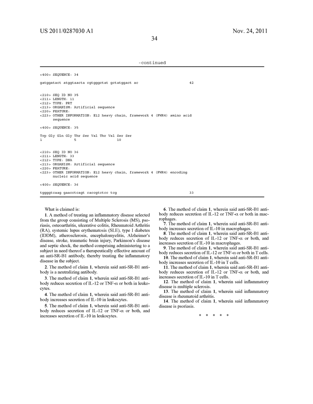 COMPOSITIONS AND METHODS FOR DIAGNOSING AND TREATING AN INFLAMMATION - diagram, schematic, and image 47