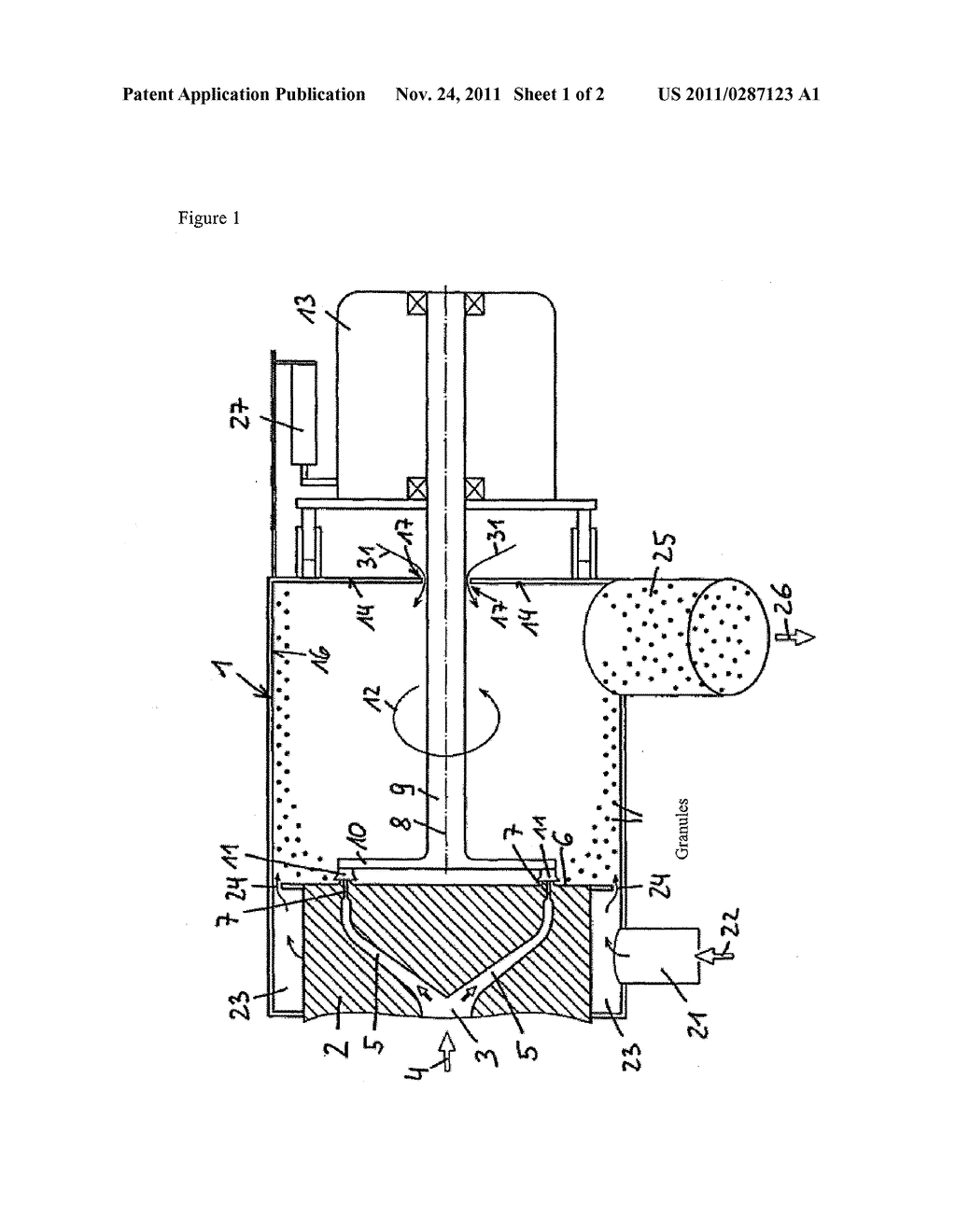 Apparatus for granulating hot cut - diagram, schematic, and image 02