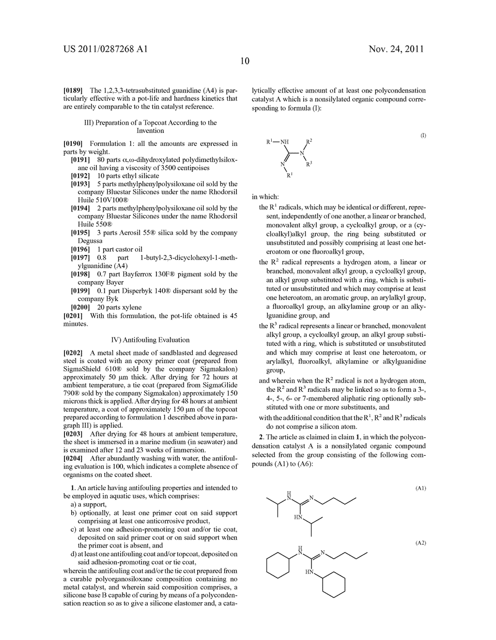 ARTICLE HAVING ANTISOILING PROPERTIES AND INTENDED TO BE EMPLOYED IN     AQUATIC USES, IN PARTICULAR MARINE USES - diagram, schematic, and image 11