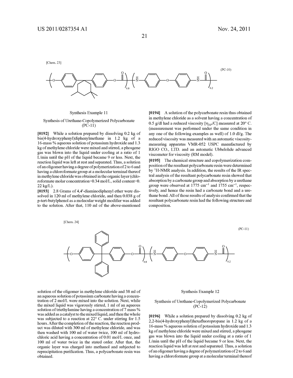 POLYCARBONATE RESIN, COATING LIQUID CONTAINING SAME, AND     ELECTROPHOTOGRAPHIC PHOTOSENSITIVE BODY - diagram, schematic, and image 22