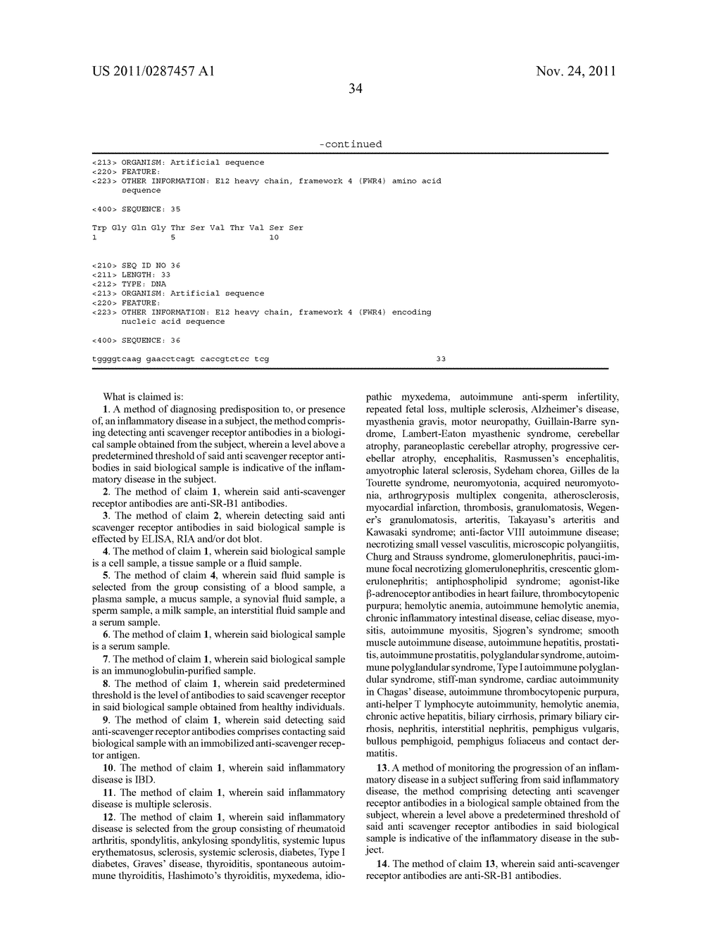 COMPOSITIONS AND METHODS FOR DIAGNOSING AND TREATING AN INFLAMMATION - diagram, schematic, and image 47