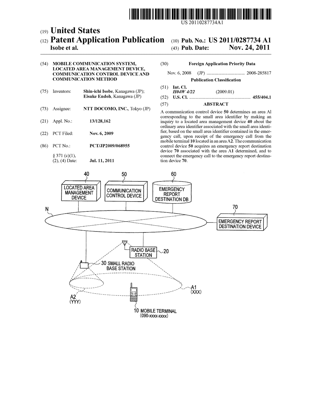 MOBILE COMMUNICATION SYSTEM, LOCATED AREA MANAGEMENT DEVICE, COMMUNICATION     CONTROL DEVICE AND COMMUNICATION METHOD - diagram, schematic, and image 01