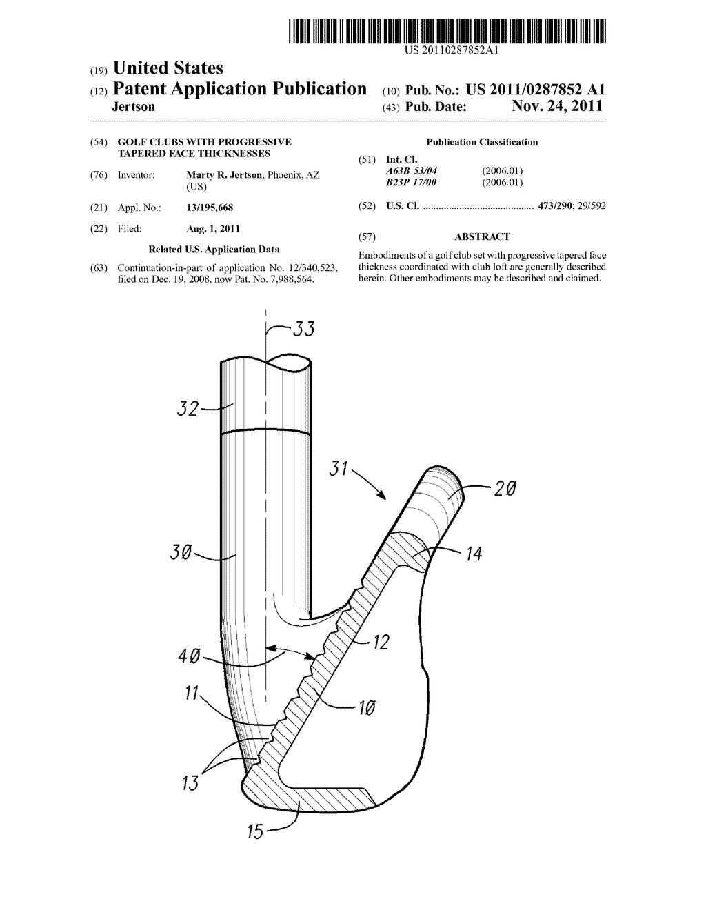 GOLF CLUBS WITH PROGRESSIVE TAPERED FACE THICKNESSES - diagram, schematic, and image 01