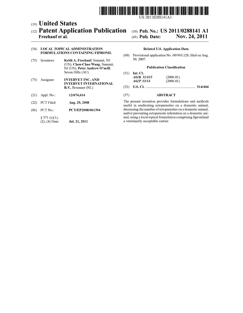 LOCAL TOPICAL ADMINISTRATION FORMULATIONS CONTAINING FIPRONIL - diagram, schematic, and image 01