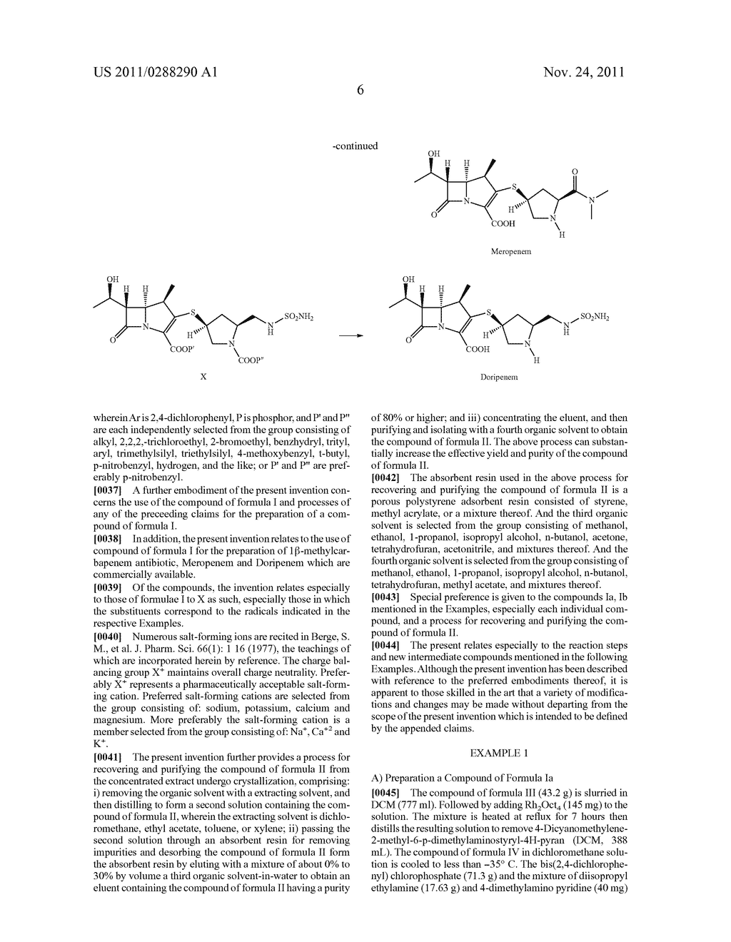 PROCESS FOR THE PREPARATION OF CARBAPENEM USING CABAPENEM INTERMEDIATES     AND RECOVERY OF CABAPENEM - diagram, schematic, and image 07