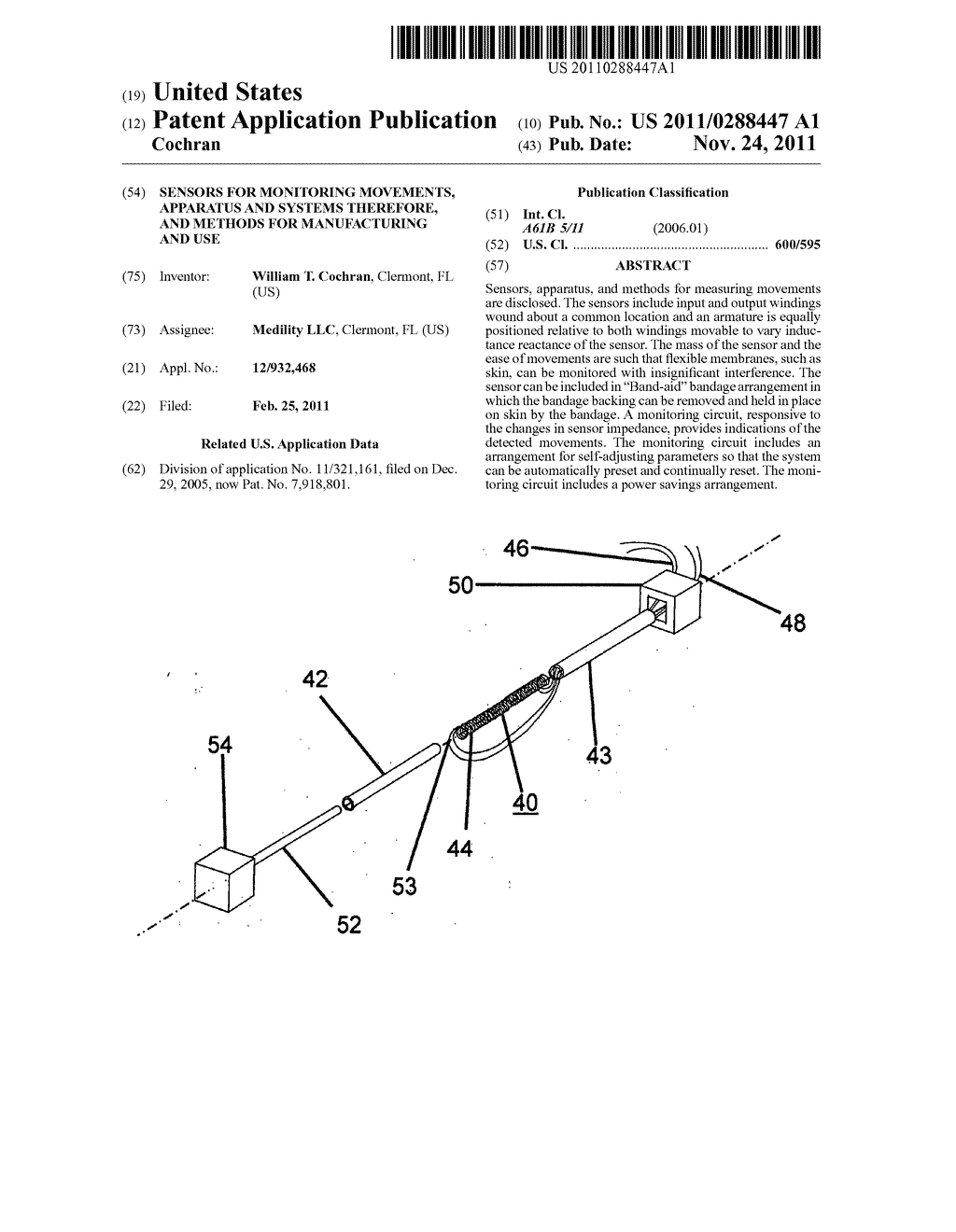 Sensors for monitoring movements, apparatus and systems therefore, and     methods for manufacturing and use - diagram, schematic, and image 01