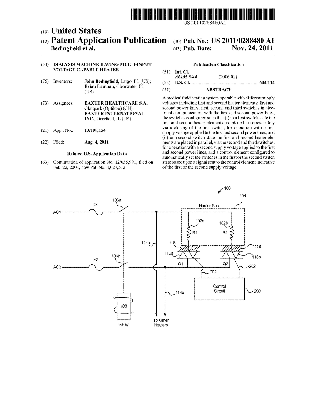 DIALYSIS MACHINE HAVING MULTI-INPUT VOLTAGE CAPABLE HEATER - diagram, schematic, and image 01