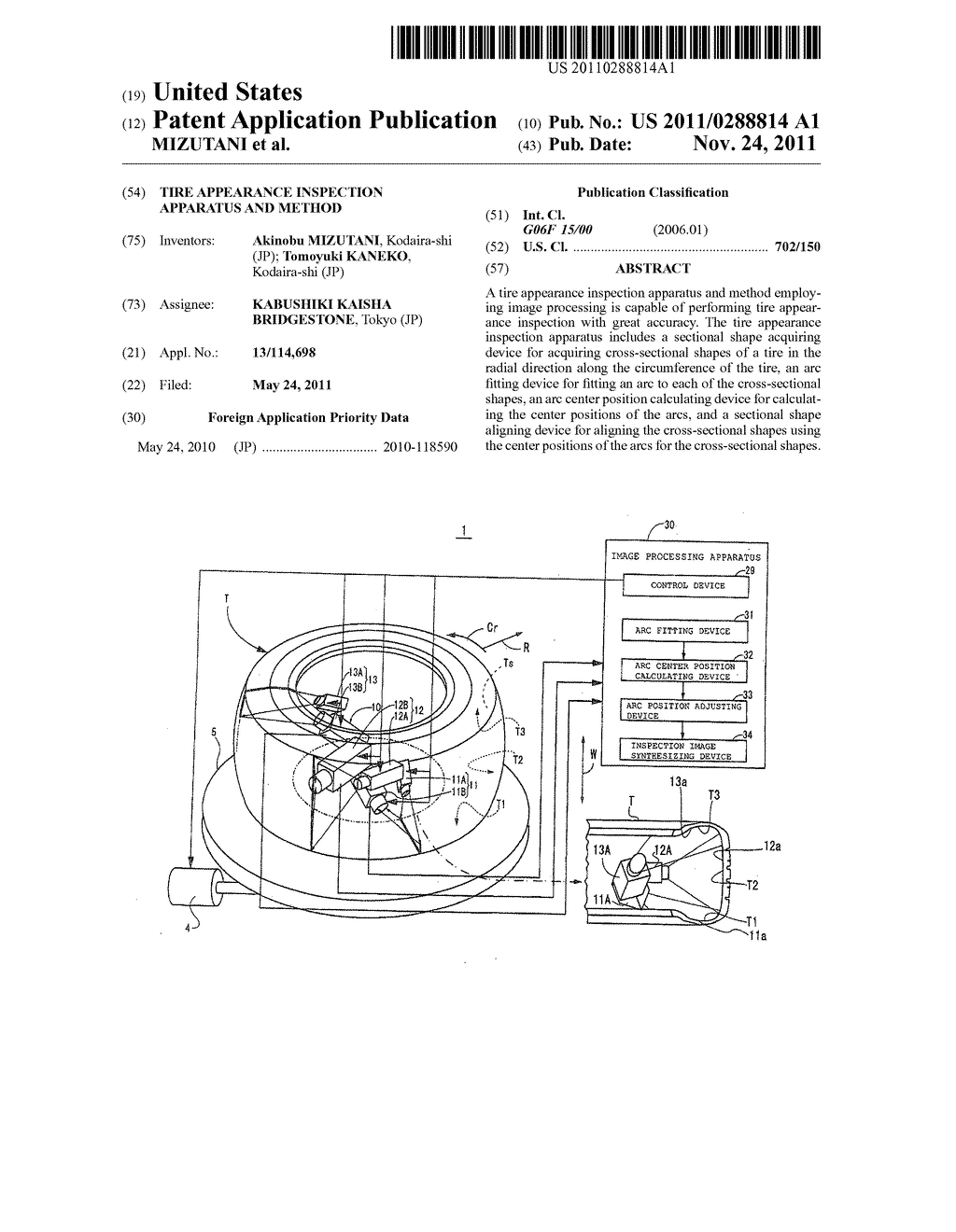 TIRE APPEARANCE INSPECTION APPARATUS AND METHOD - diagram, schematic, and image 01