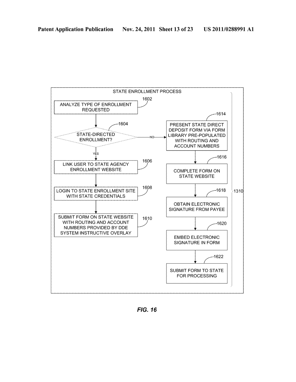 SYSTEM AND METHOD FOR AUTOMATED ISSUER-EFFECTUATED DIRECT DEPOSIT     ENROLLMENT - diagram, schematic, and image 14