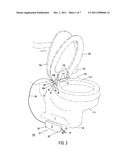 Foot actuated toilet seat lifting and self-lowering mechanism diagram and image