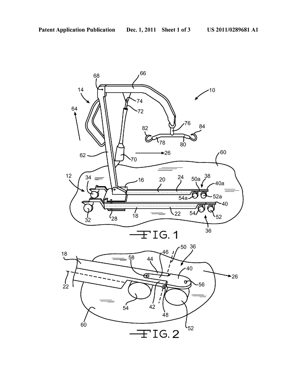 CASTER ARRANGEMENT FOR A BARIATRIC LIFT DEVICE - diagram, schematic, and image 02