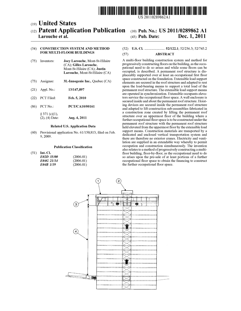 CONSTRUCTION SYSTEM AND METHOD FOR MULTI-FLOOR BUILDINGS - diagram, schematic, and image 01