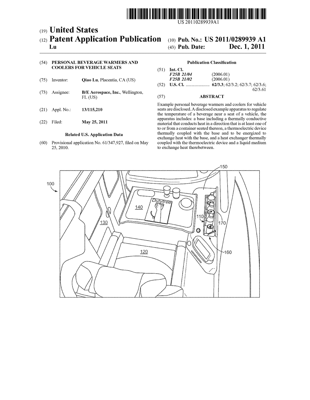 PERSONAL BEVERAGE WARMERS AND COOLERS FOR VEHICLE SEATS - diagram, schematic, and image 01