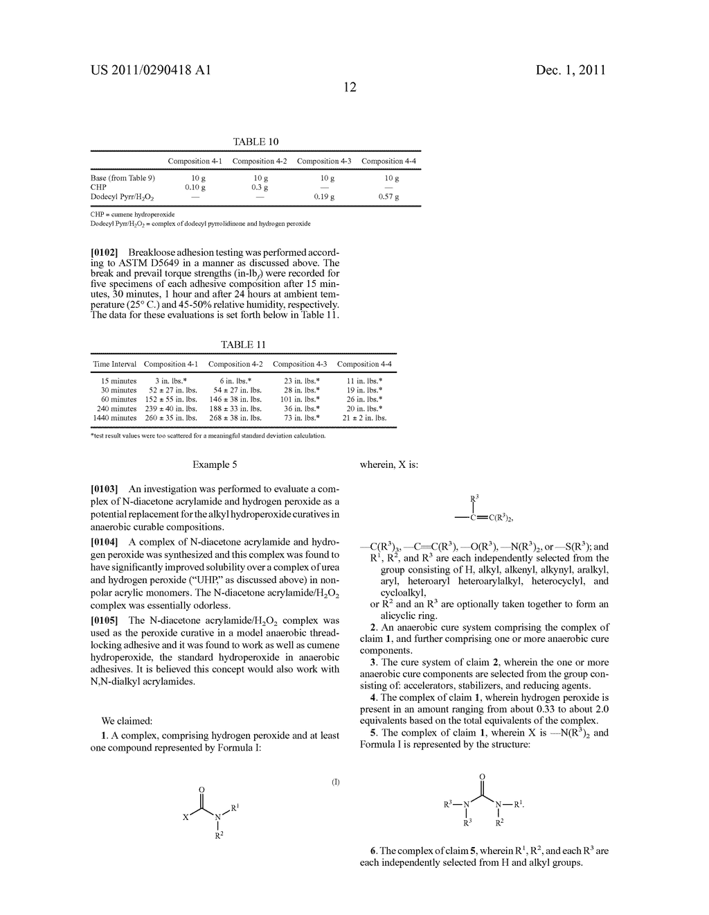 HYDROGEN PEROXIDE COMPLEXES AND THEIR USE IN THE CURE SYSTEM OF ANAEROBIC     ADHESIVES - diagram, schematic, and image 16