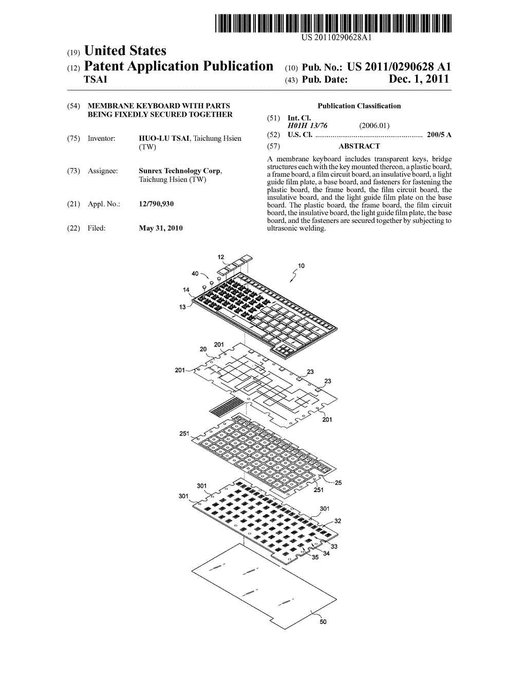MEMBRANE KEYBOARD WITH PARTS BEING FIXEDLY SECURED TOGETHER - diagram, schematic, and image 01