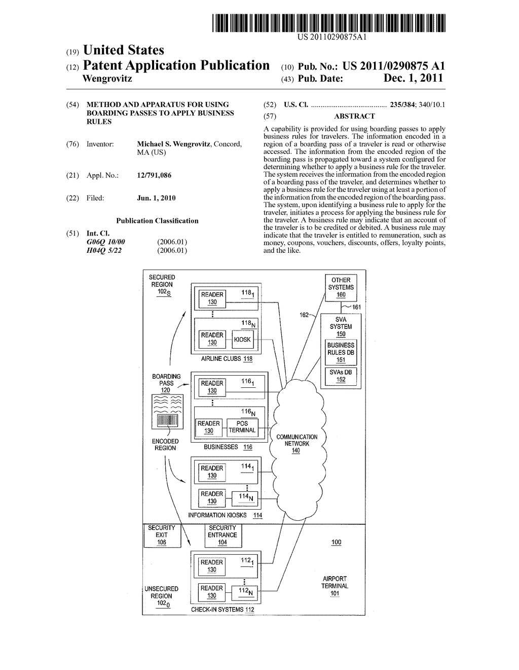 METHOD AND APPARATUS FOR USING BOARDING PASSES TO APPLY BUSINESS RULES - diagram, schematic, and image 01