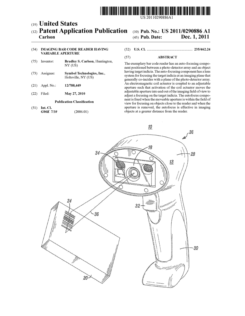 IMAGING BAR CODE READER HAVING VARIABLE APERTURE - diagram, schematic, and image 01